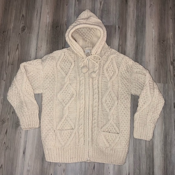 Sweaters - Women’s 100% Wool Full Zip Long Sleeve Hooded Cardigan Hand Made